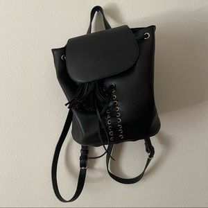 Forever 21 Lace Up Black Little Backpack